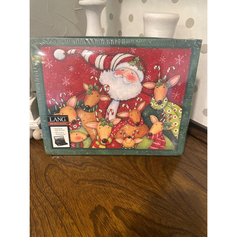 Lang Deer Friends 500 Piece Jigsaw Puzzle Susan Winget Santa Reindeer Christmas